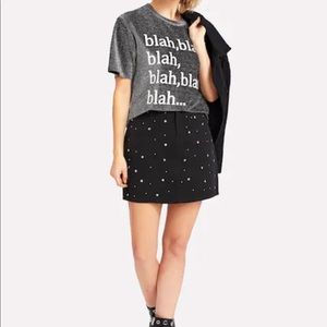 Printed Raw Hem Glitter T-Shirt Grey/White